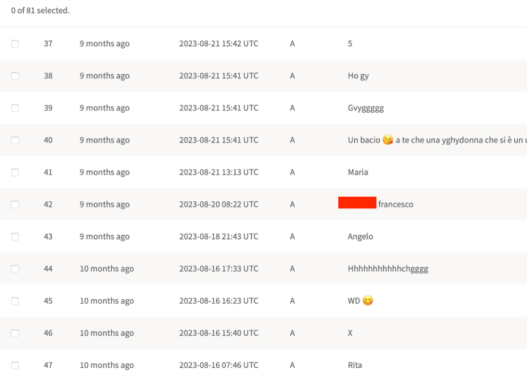 Lista lead nel backend